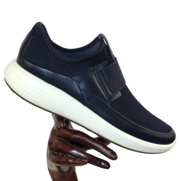 Ecco Soft 7 Danish Design Dark Blue Woven Casual Slip On Sneaker, Size 8 - Picture 3 of 8